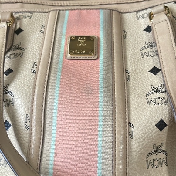MCM Visetos in Beige and Pink Women's Tote Bag - Picture 12 of 12
